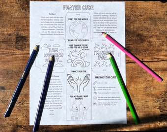 Sunday School Prayer Cube Printable Lord's Prayer Kids' Sunday School Coloring Sheet Craft Children's Activities Sunday School Bible Lesson
