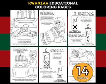 Kwanzaa Kids Färbung und Aktivitäten Seiten, Kids Kwanzaa Klassenzimmer Party, Kwanzaa Feier, Printable Kwanzaa Kids Lernaktivität