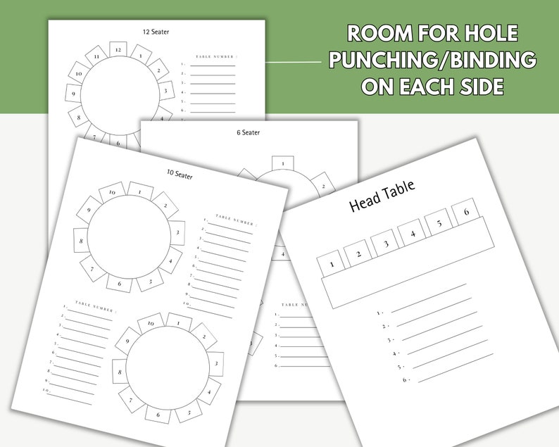 Printable Wedding Table Chart Template Round Table Seating Planner