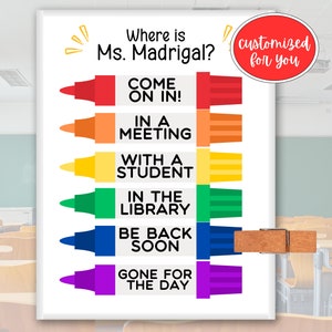 Personalized School Counselor Door Sign Colorful Rainbow, Where is the Guidance Counselor, Teacher Door Sign, Where Is The Nurse Sign