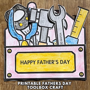 Fête des pères bricoleur Tout sur les papas Carte à colorier Boîte à outils Imprimable Activité bricolage Bricolage papa pour enfants d'âge préscolaire Artisanat souvenir