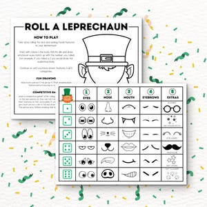Roll a Leprechaun Game, Build a Leprechaun Printable, Draw a Leprechaun Classroom Activity for ...