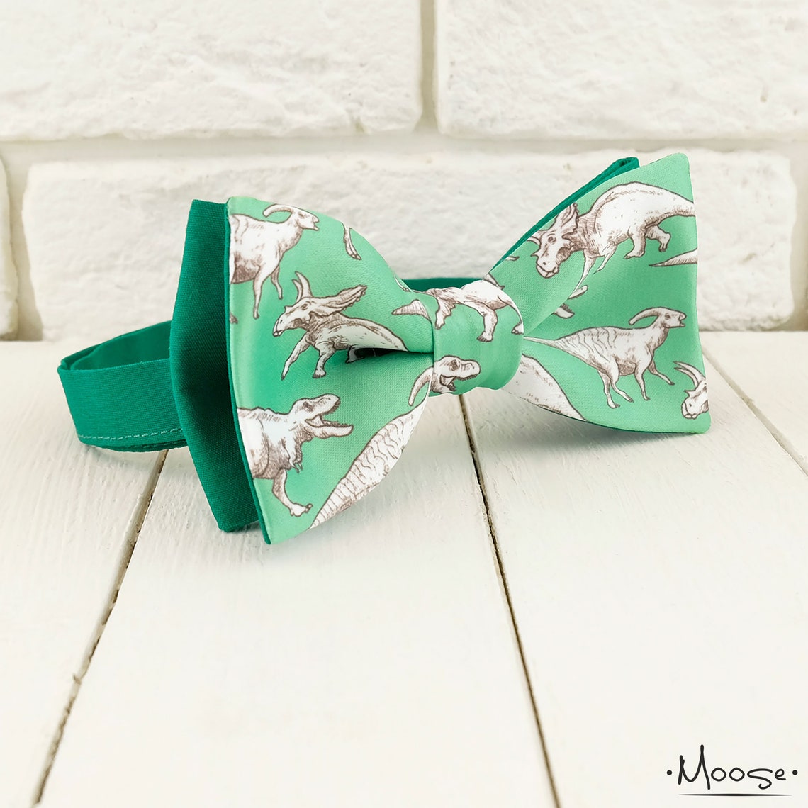 Dino Bow Tie. Dinosaurs Pattern. Green Wedding. Boys Bow Ties. Etsy