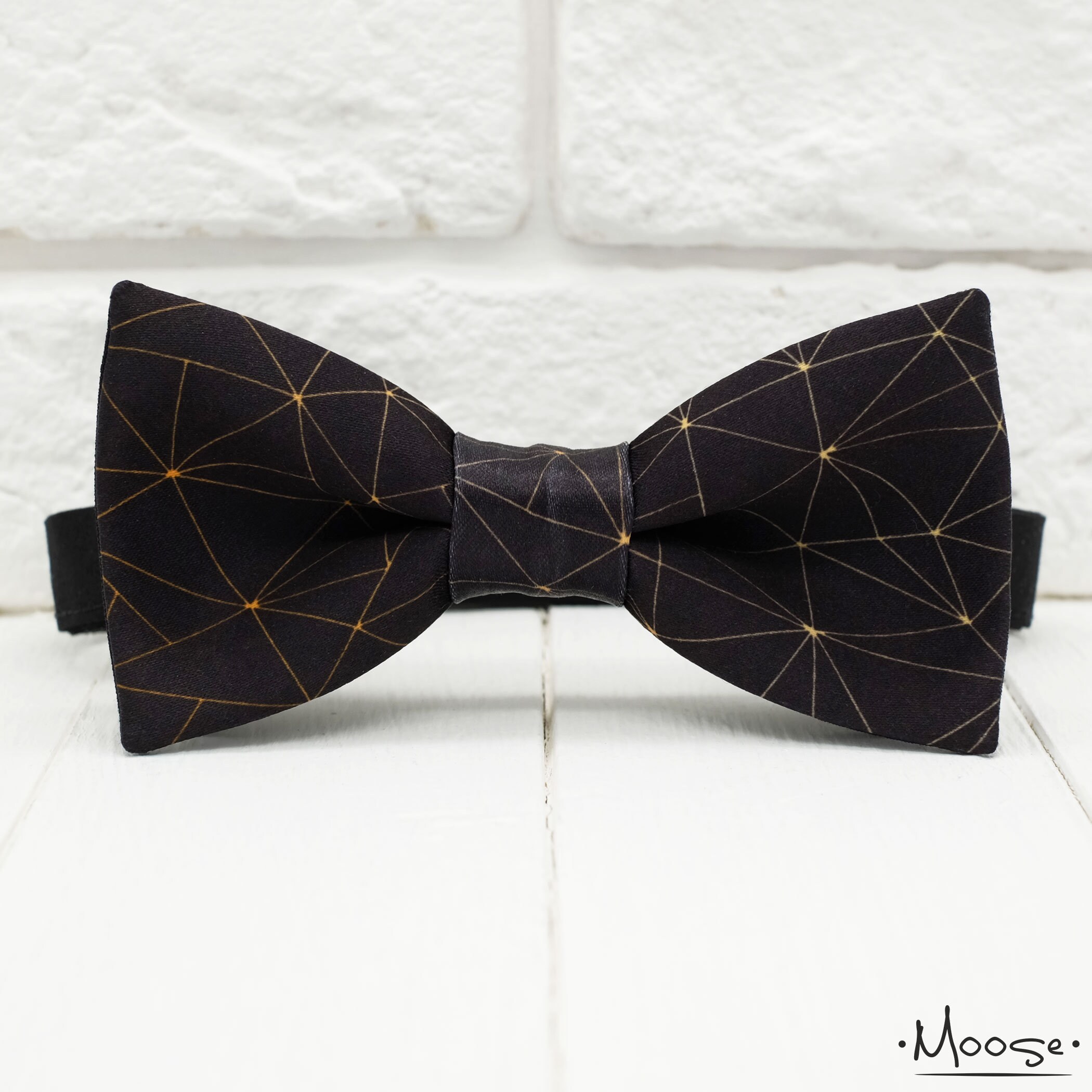 black and gold floral bow tie