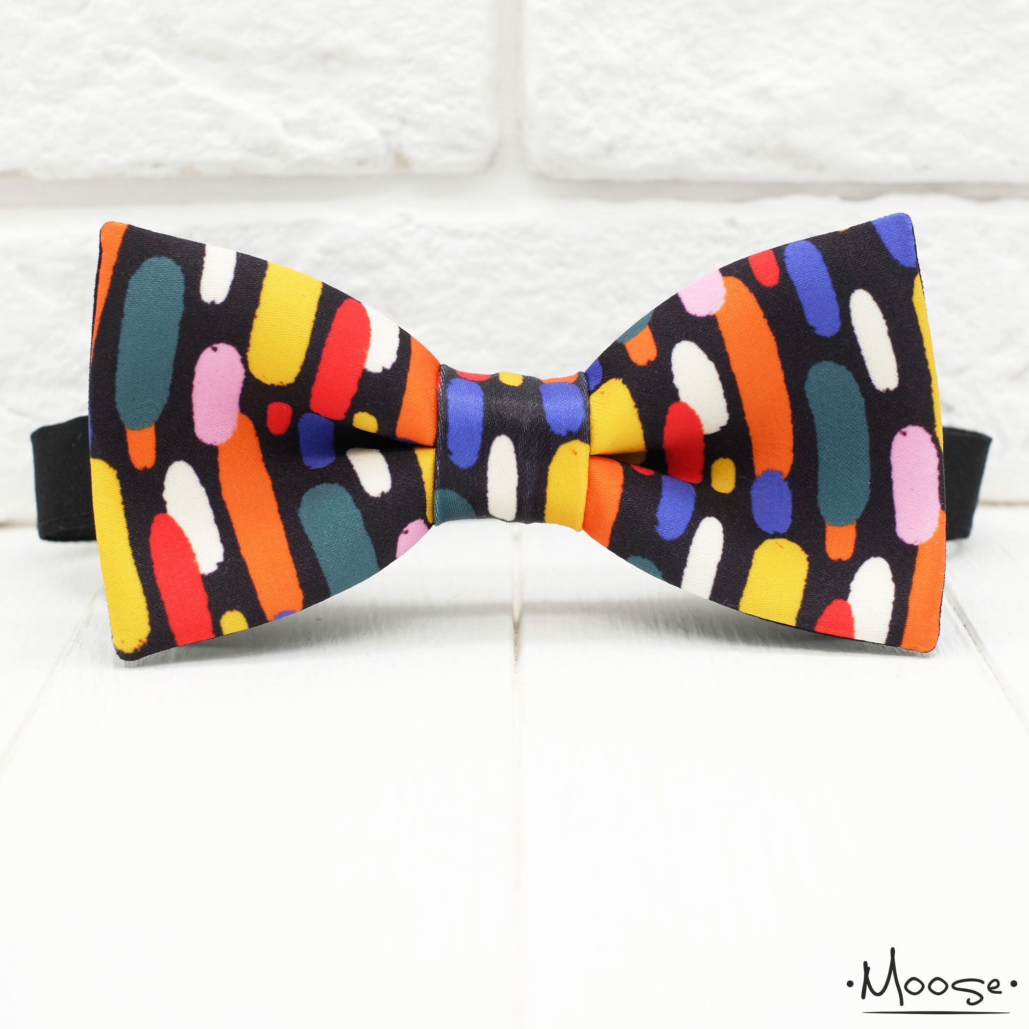 Art bow tie. Rainbow abstract pattern. Wedding accessories. Etsy