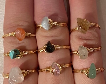Crystal Healing Rings Wire Rings Dainty Gemstone Wire Wrapped Rings Gemstone Rings