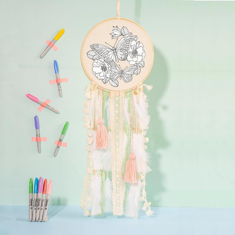 DIY Unicorn Dreamcatcher Craft Kit Kids Art Activity Rainbow Craft Kit Birthday Gift for Girls Paint and Markers Creative Kids Gift Baby image 13