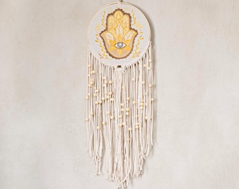 Handmade Hamsa Dreamcatcher Boho Wall Decor New Home Gift Spiritual Home Decoration Evil Eye Wall Art Protection Talisman Positive Energy