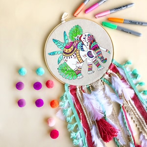 Kids Party Favors DIY Craft Kits for Girls Dreamcatcher Elephant Painting Crafts Baby Shower Gifts Wall Decor Boho Nursery Decor Birthday