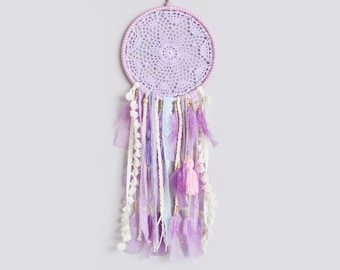 Handcrafted Purple Dreamcatcher for Girls, Whimsical and Magical Room Decor, Kids' room decoration, Boho-inspired decor, Safe place symbol