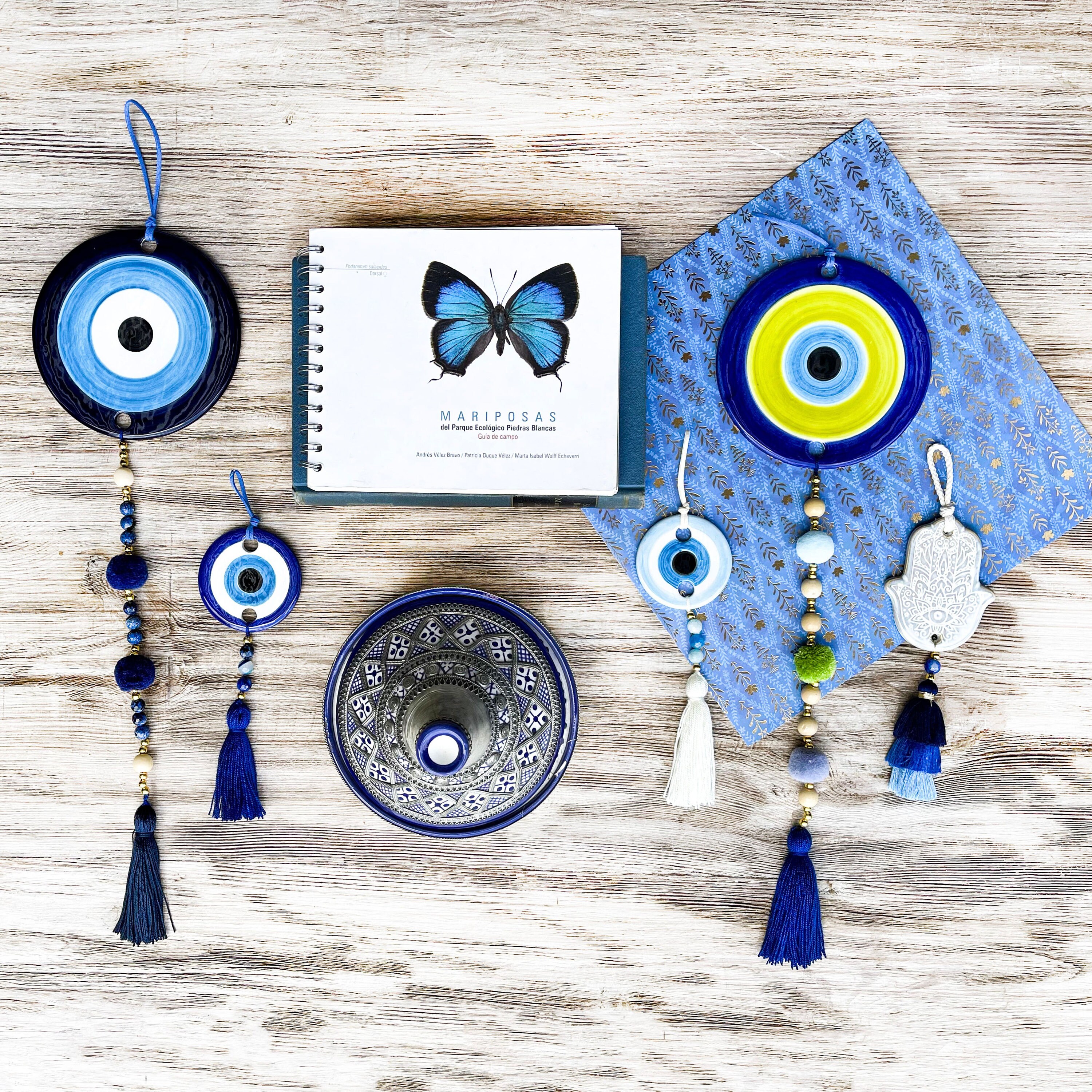 Bohemian talisman ♦︎ アートチャーム インテリア Ceramic Evil Eye Wall Hanging Boho Home Decor Spiritual Protection