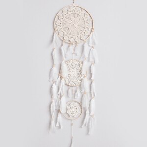 Dream catcher with crystals, huge wall decor, beige wall art, dreamcatcher for nightmares, college graduation gift for her, textile wall art, trippy tapestry, wedding backdrop, 16th birthday gift, 40th birthday decoration
