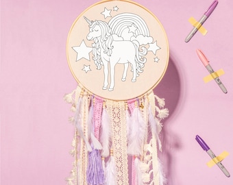 DIY Unicorn Dreamcatcher Craft Kit Kids Art Activity Rainbow Craft Kit Birthday Gift for Girls Paint and Markers Creative Kids Gift Baby