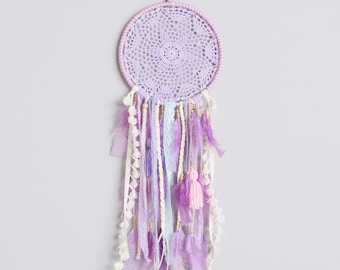 Purple Dreamcatcher Boho Wall Hanging for Nursery Decor Handmade Kids Room Decoration Baby Shower Gift Newborn Room Art Birthday Present