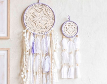 Purple Dreamcatcher Set Handmade Boho Nursery Wall Art Girl Room Decor Baby Shower Gift Lavender Wall Hanging Kids Room Newborn Girl Gift