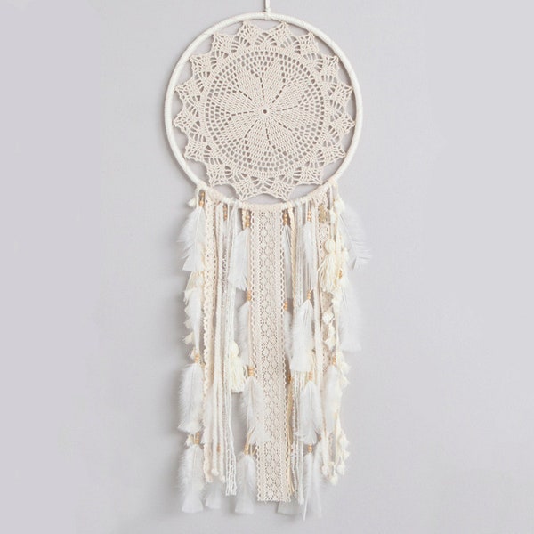 Large Cream Dreamcatcher, Huge Boho Chic Decor for a Statement Look, Bohemian Wall Hanging, Dreamcatcher Wall Art, Boho Nursery Decoration