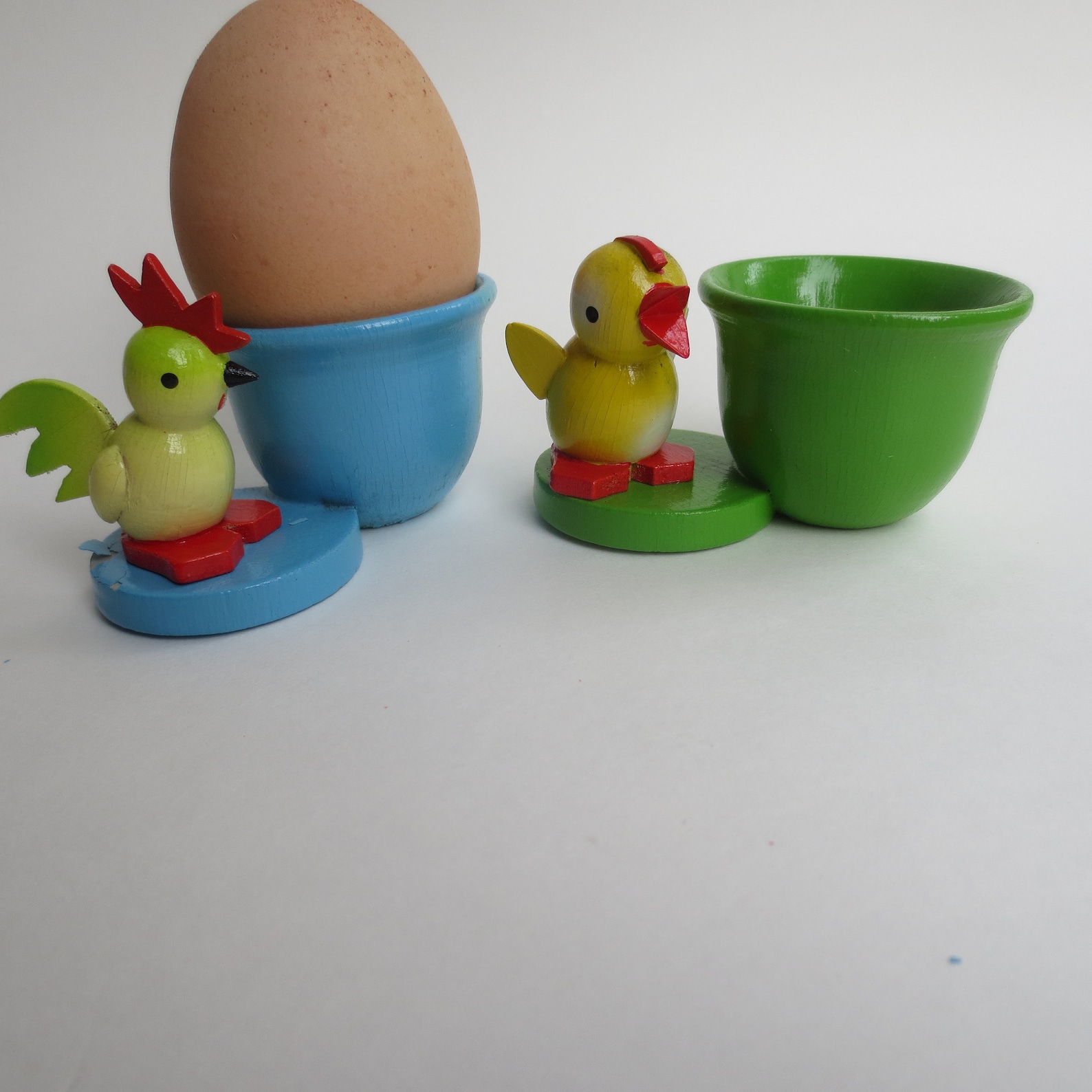 ROOSTER & CHICK egg cups, SET of 2, from Germany