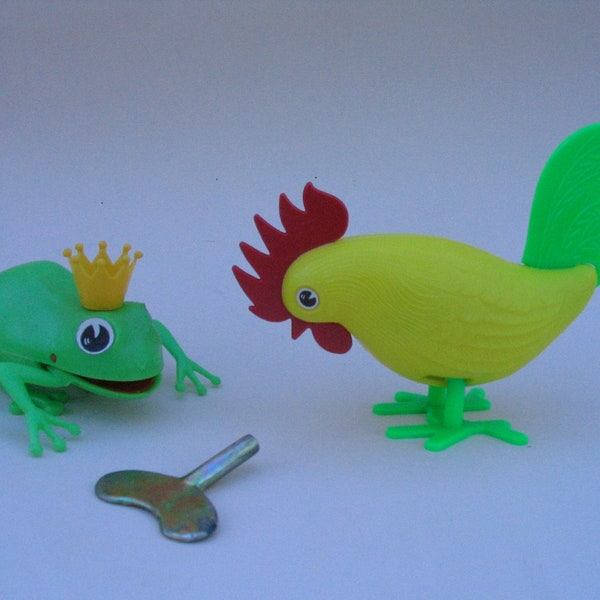 Set o 2,  ROOSTER/FROG  Wind ups, from Germany