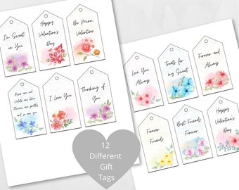 Valentinstag Geschenkanhänger / Geschenkanhänger / Valentinstag Tags / Blumen Geschenkanhänger / Druckbare Geschenkanhänger / Instant Download Tags / Download Tag