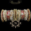Designer Punjabi Style Wedding Chura, Rajwadi Indian Bridal Red Heavy Kundan Work Bangles Set, Pakistani Pearls Bunch Chura