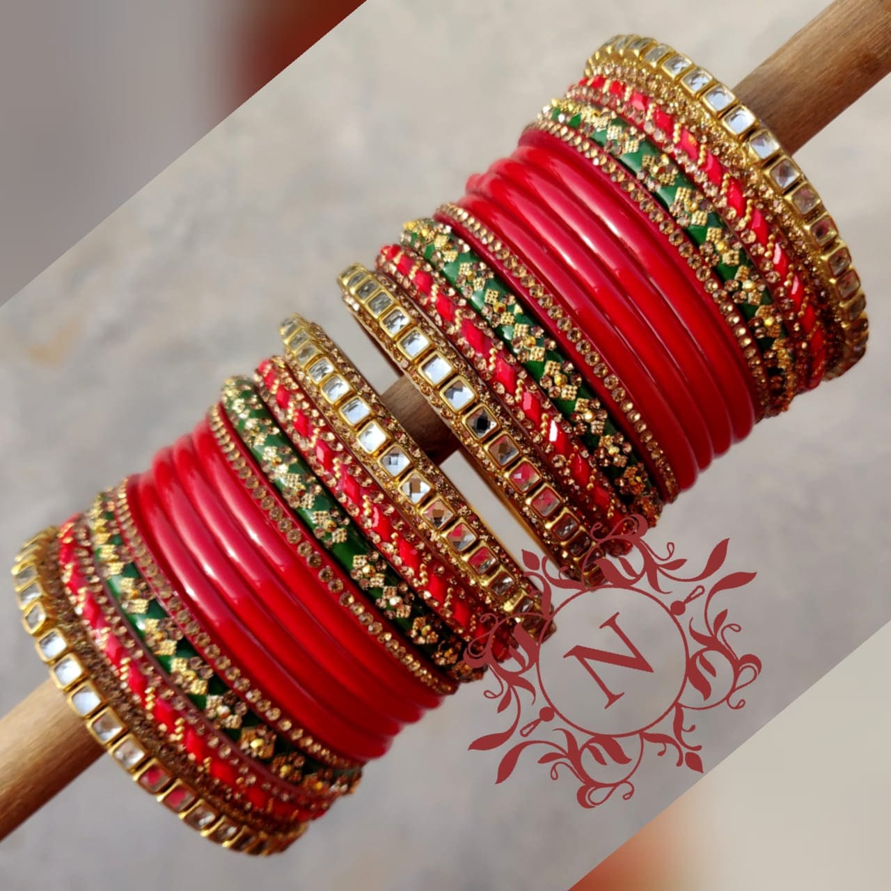 Red color bangles best sale