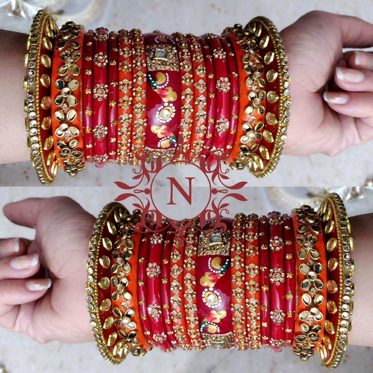 Indian Red & Oragne Wedding Bangles Set Punjabi Style Bridal - Etsy