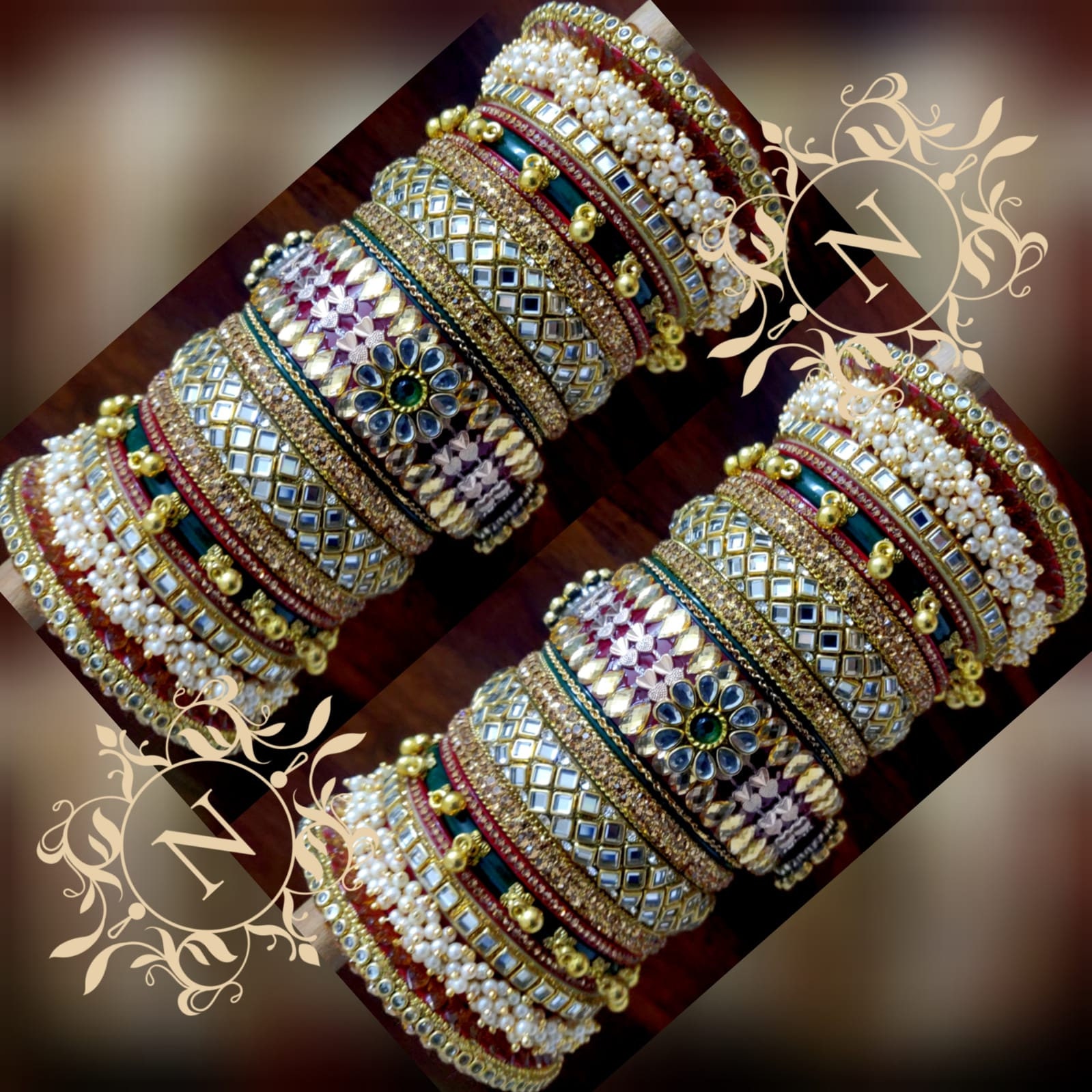 Bridal Heavy Glass Kundan Work Long Chura Pakistani Style Etsy