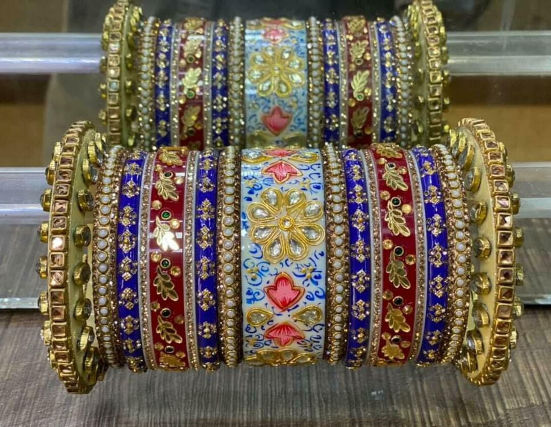 Designer Jaipuri Hand Painted Meenakari Work Chura, Indian Wedding