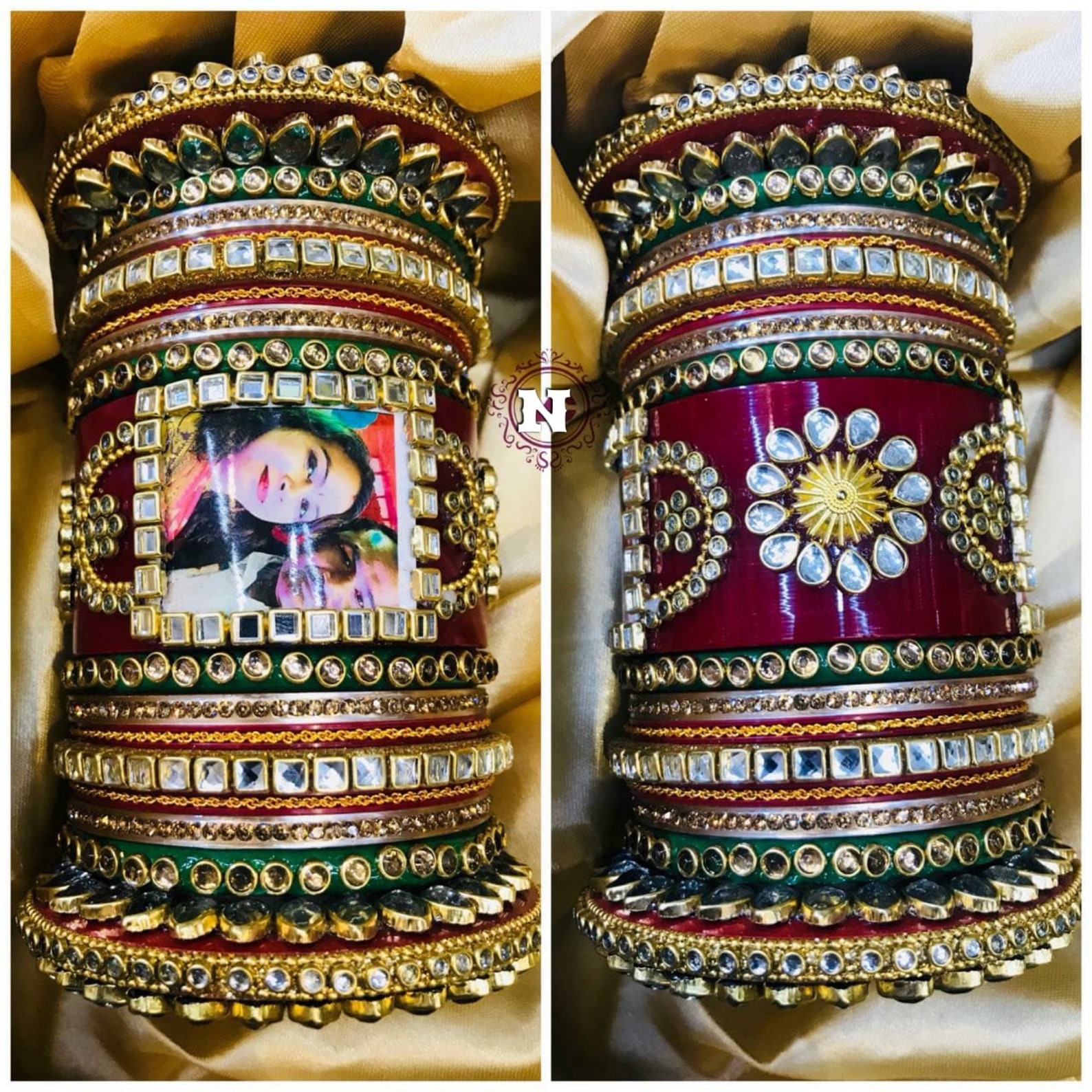 Glass Kundan & Stone Work Bridal Photo Chura Set Indian Etsy
