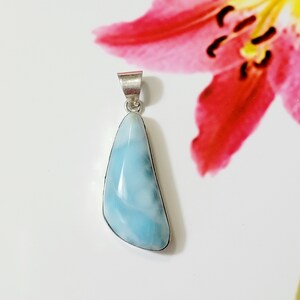 Larimar Pendant, Solid 925 Sterling Silver, Genuine Larimar Jewelry, Dominican Larimar, Bezel Handmade Pendant, Big Pendant, Gift For Her