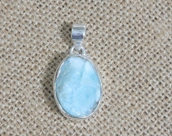 Colgante Larimar, Plata de Ley Sólida 925, Colgante Collar Larimar Dominicano, Larimar Azul Mar, Colgante Mujer, Regalo Para Ella, Día de la Madre
