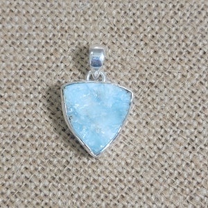 Larimar Pendant, 925 Sterling Silver, Rough Larimar Pendant, Dominican Larimar, Necklace Pendant, AAA Grade Larimar, Ready to ship, Gift Mom