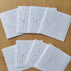 Embossed Just Because Set of 8 Handmade Small Side Fold Note “No Envelope” 3”x3” Size Lunch Box Note/Note with Flowers/Note with Gift/Wine