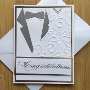 Félicitations/Félicitations pour votre dictons de mariage carte faite main avec les jeunes mariés, parfaite pour un mariage ou des fiançailles