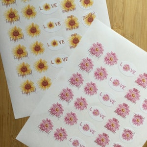 Pegatinas de flores mate hechas a mano con varios refranes para Happy Mail/Small Business (mate, 1 pulgada aproximadamente, 30 por hoja)