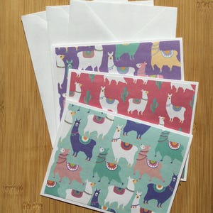 Handmade Blank Notecard Set Top Fold/Side Fold Various Patterned Prints - Set of 3