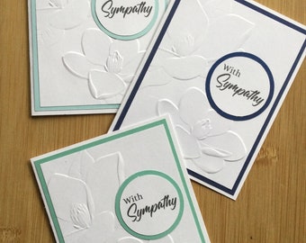 With Sympathy Handmade Notecard With Magnolia Embossing - Set of 2