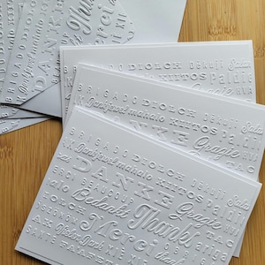 Thank You Embossed Handmade Blank Notecard Set in Various Colour Sets - Set of 3