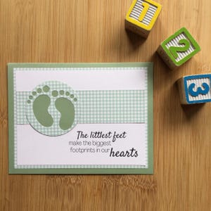 The Littlest Feet Make a the Biggest Footprints in Our Hearts Handmade Baby Card New Baby/Expecting Baby in Various Colours
