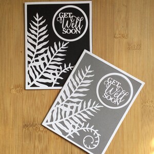 Ensemble de cartes pour lettres faites main Get Well Soon avec fougères de différentes couleurs - Lot de 2