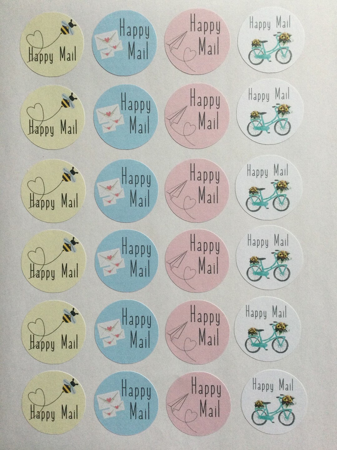 Happy Mail/small Business Matte Round Stickers Mixed Sheet or Full ...