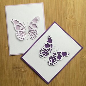 Cartes de correspondance papillon faites main dans différents jeux de couleurs - Lot de 2