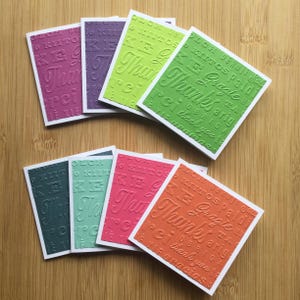 Lot de 8 petits billets faits à la main avec pli latéral en relief « Sans enveloppe » 3 x 3 pouces pour boîte à lunch Note/Note avec fleurs/Note avec cadeau/vin