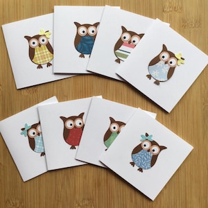 Ensemble de 8 petits billets faits main avec pli latéral « Sans enveloppe » 3 x 3 pouces (3 x 3 cm) Note/Note avec des fleurs/Note avec un cadeau/Note avec du vin