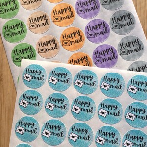 Stickers ronds mats Happy Mail/Small Business - 1 po./35 stickers