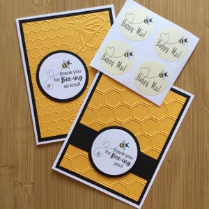 Merci d'avoir été envoyé/Merci d'avoir été si aimable fait main en relief jaune vif/noir et autocollants Happy Mail - Lot de 2