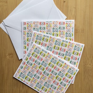 Ensemble de cartes de correspondance vierges faites main, pli supérieur/Pli latéral, divers motifs imprimés - Lot de 3