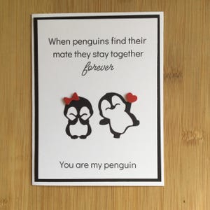Carte faite main Tu es mon pingouin, parfaite pour un anniversaire de mariage/mari, femme, petite amie, petit ami
