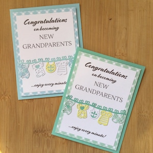 New Grandparents Congratulations Handmade Card with Clothesline New Baby/Expecting Baby