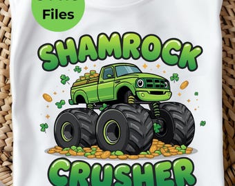 St. Patrick's Day PNG BUNDLE: Shamrock Crusher Green Monster Truck, Boy St Patty's Shirt PNG, Irish png, Lucky Shamrock png, Toddler Boy png